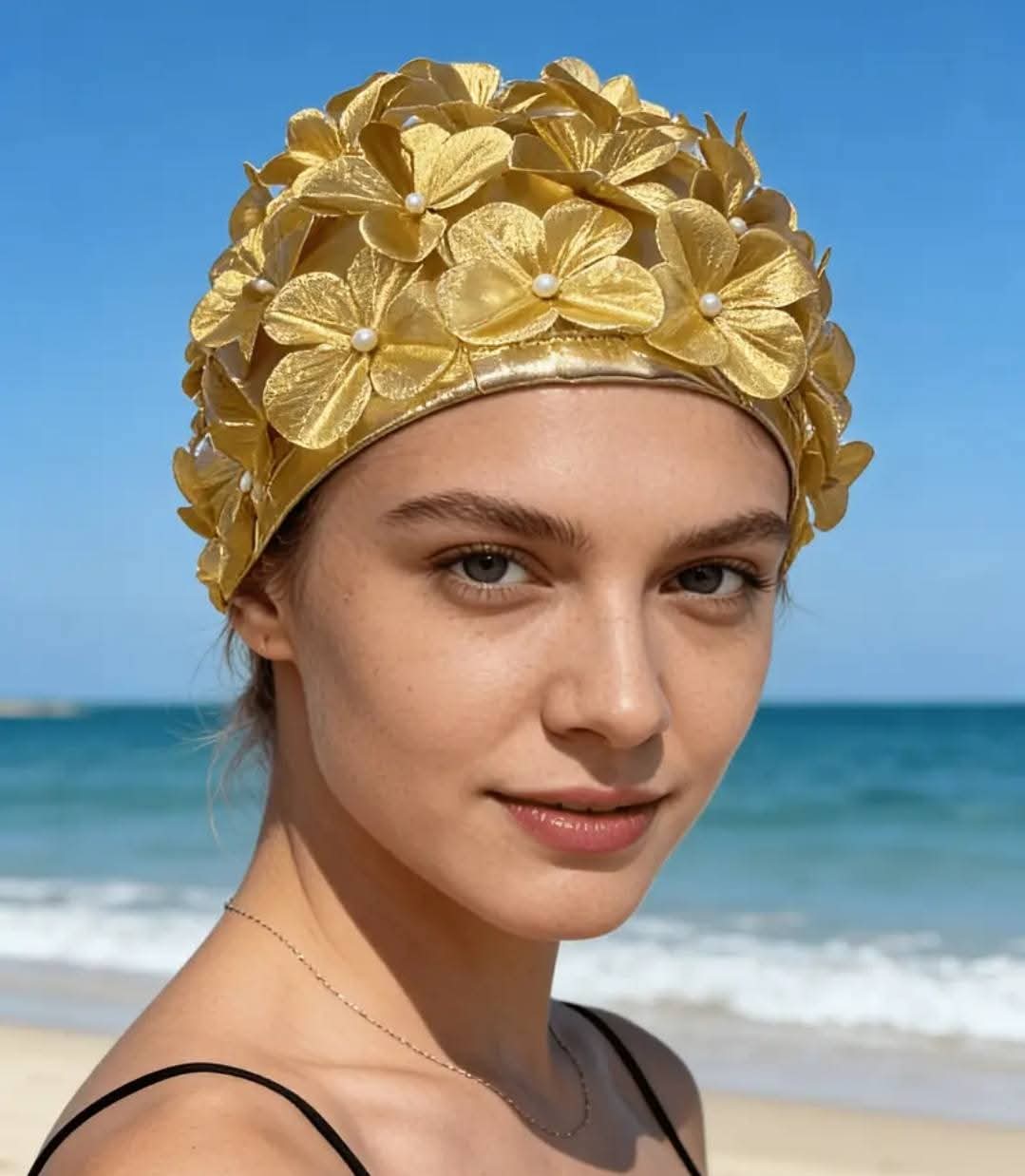 3D Flower Swim Hat | Vintage Flower Swim Cap Floral Petal Swimming Hat,Retro Style Bathing Caps Women's Long and Short Hair Swimming Hat for Water Parks Swimming Pool