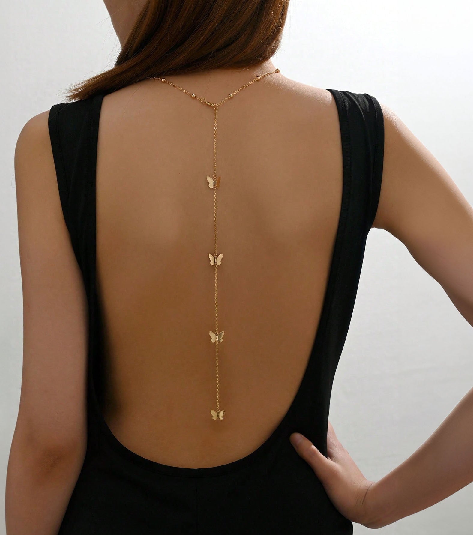 Double Butterfly Necklace with Back Chain – A Touch of Soft Femininity and Everyday Elegance