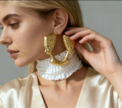 Golden Pharaoh Face Statement Earrings
