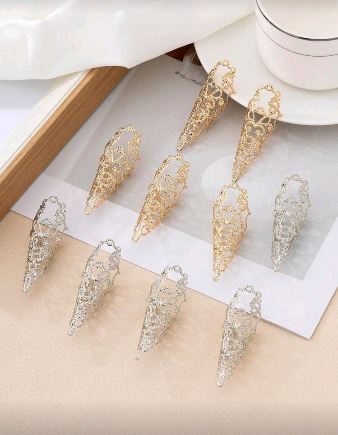 5pcs Luxurious Rhinestone Nail Rings Set, Perfect For Women Dance Performances, Parties And Gatherings