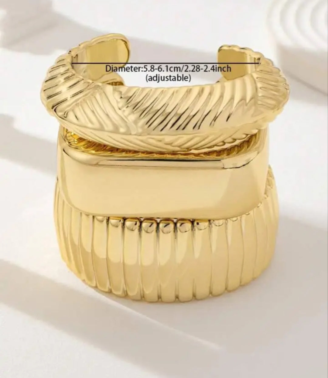1 Set Golden Color Chunky Cuff Bangles Set For Women Water Proof Bangle Bracelets