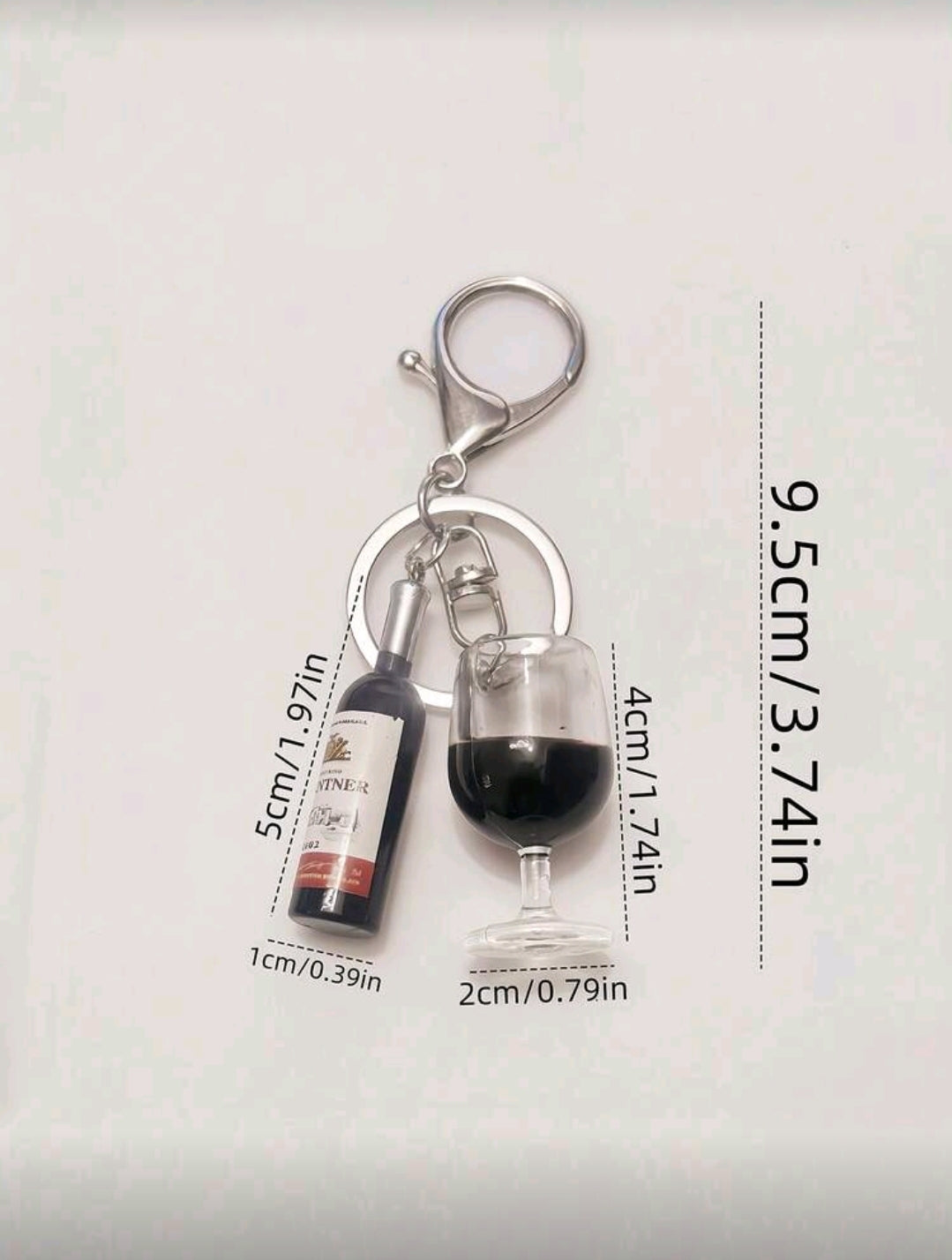 [2D Plan] 1Pc Holiday Christmas Imitation Wine Glass And Bottle Keychain - Acrylic Pendant Keychain With Lobster Buckle, Suitable For Wallet Bag Accessories, Backpack Pendants, And Gift Accessories | Seasonal Decorations | Acrylic Keychain, Women's Car Ke