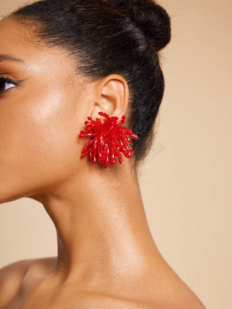 Summer Flower Bold Colorful Beaded Earrings