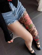 Women’s Sexy Printed Stockings, Fake Tattoo Peony Pantyhose, Sheer Mesh Nylon Leggings for Women


 