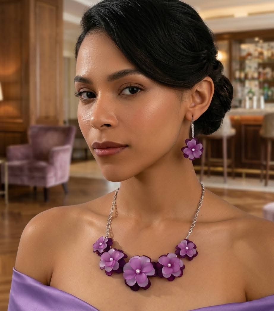 Romantic Purple Floral Jewelry Set