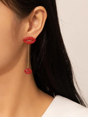 Rhinestone Lip Decor Earrings – 2 Pieces