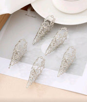 5pcs Luxurious Rhinestone Nail Rings Set, Perfect For Women Dance Performances, Parties And Gatherings