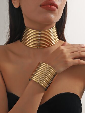 1 Set Fashionable European And American Snake Shape Ring And Bracelet Jewelry Set For Women, Versatile