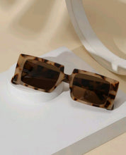Unisex Retro Small Frame Rectangular Leopard Print Bohemian Plastic Sunglasses