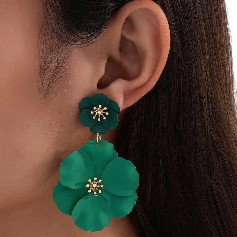 Sweet Magenta Flower Statement Earrings