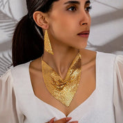 SHEIN NAIZHU 3pcs/Set Fashionable Women’s Exaggerated Leopard Print Metal Texture Necklace & Earrings Set