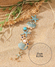 1pc New Bohemian Style Vintage Oceanic Shell & Starfish Inlaid Rhinestone Heavy-Duty Women's Bangle Bracelet