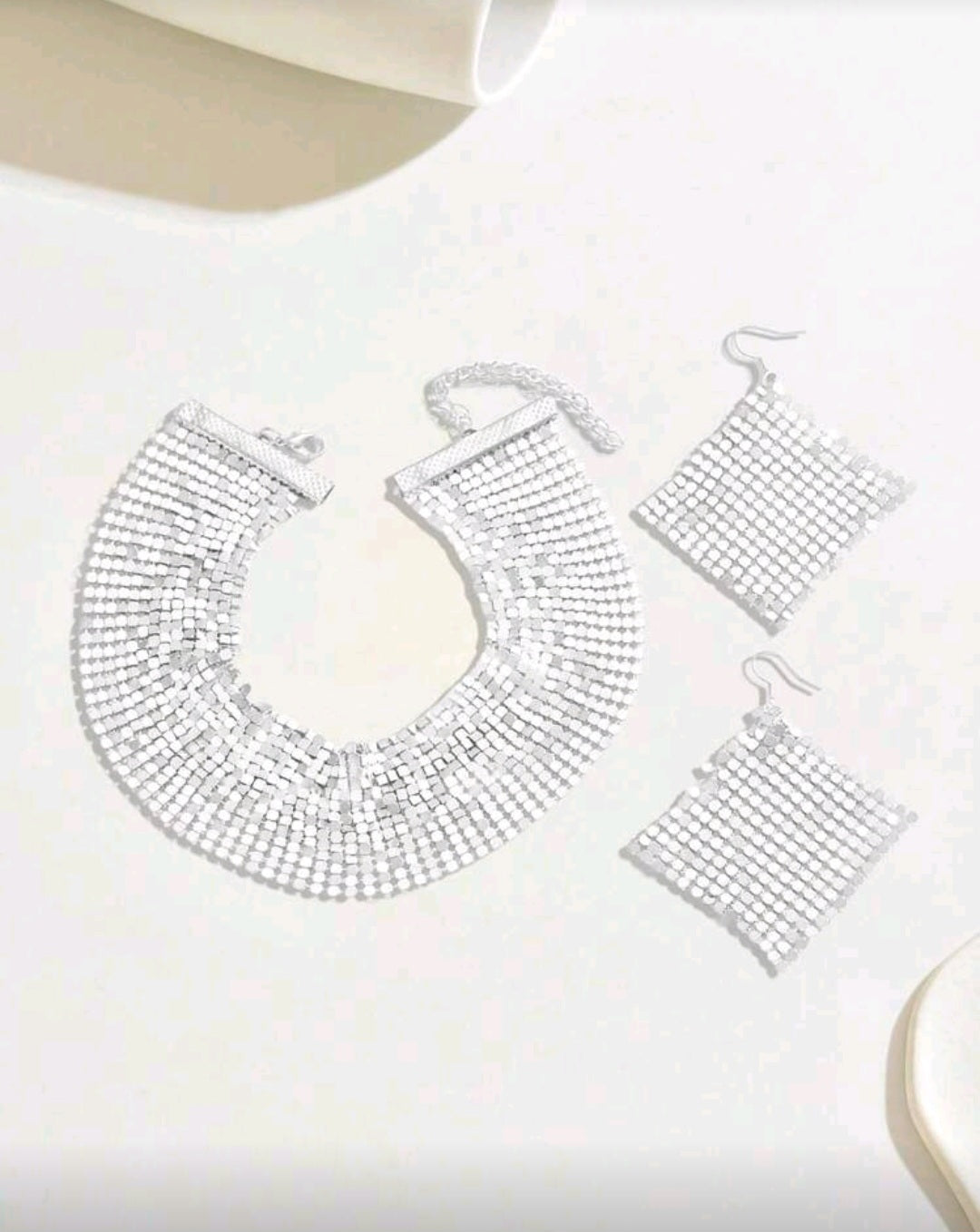 3pcs Metallic Sequin Punk Style Party Outfit, Suitable For Party And Street Wear