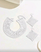 3pcs Metallic Sequin Punk Style Party Outfit, Suitable For Party And Street Wear