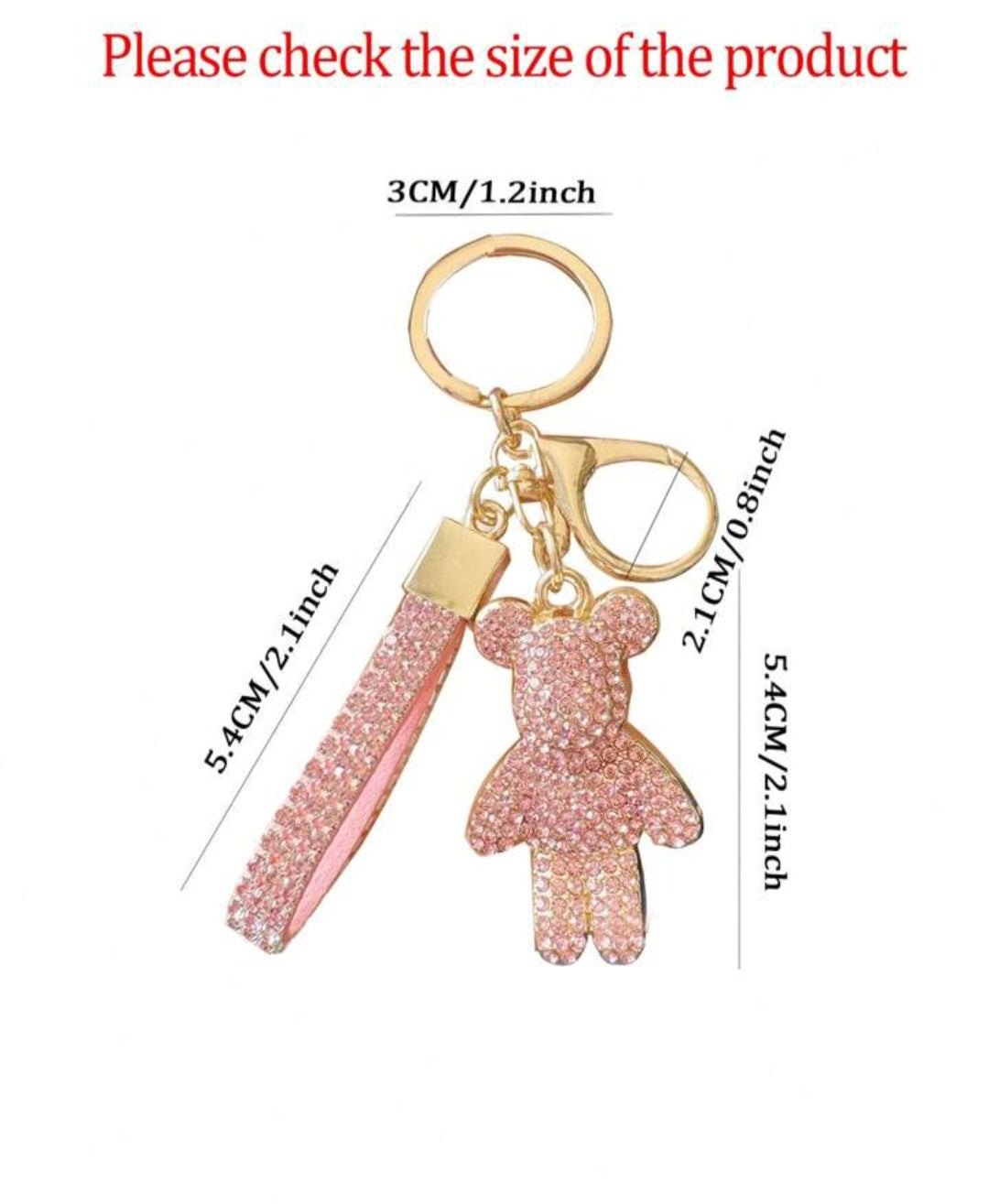 Fashionable Unisex Bear Shaped Keychain, Full Of Diamond, Pink/Orange/White, Fine And High-End Women's Car Key Chain Pendant, Popular Backpack Decoration, Fashionable Ornament For Car Keys, Diamond Inlaid Bag Pendant, Cute And Exquisite Universal Fitting