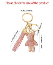 Fashionable Unisex Bear Shaped Keychain, Full Of Diamond, Pink/Orange/White, Fine And High-End Women's Car Key Chain Pendant, Popular Backpack Decoration, Fashionable Ornament For Car Keys, Diamond Inlaid Bag Pendant, Cute And Exquisite Universal Fitting