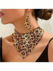 Leopard necklace and earrings