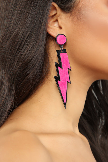 Thunder Strikes Earrings - Pink
