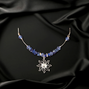 Blue Boho Sun and Stone Silver Necklace