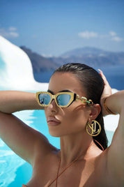 Classic Cat Eye Sunglasses for Men and Women with Small Metal Chain