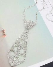 Elegant Tie-Shaped Necklace Adorned with Glitter and Rhinestones, Adjustable, Perfect for Trendy Occasions Like Graduation Parties, Valentine’s Day, and Mother’s Day – Ideal Gift