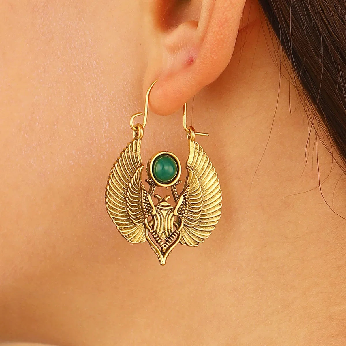 Large Egyptian-Inspired Scarab Earrings – Exquisite Dangle Design for Women and Girls