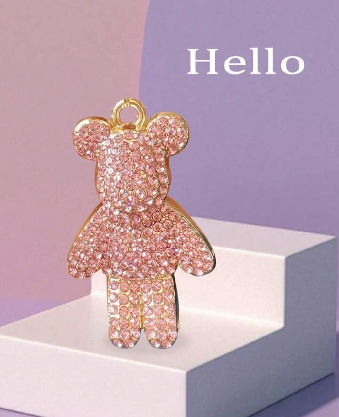 Fashionable Unisex Bear Shaped Keychain, Full Of Diamond, Pink/Orange/White, Fine And High-End Women's Car Key Chain Pendant, Popular Backpack Decoration, Fashionable Ornament For Car Keys, Diamond Inlaid Bag Pendant, Cute And Exquisite Universal Fitting