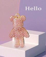 Fashionable Unisex Bear Shaped Keychain, Full Of Diamond, Pink/Orange/White, Fine And High-End Women's Car Key Chain Pendant, Popular Backpack Decoration, Fashionable Ornament For Car Keys, Diamond Inlaid Bag Pendant, Cute And Exquisite Universal Fitting