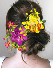 SHEIN New Bohemian Style Artificial Fabric Orchid Flower Hair Comb