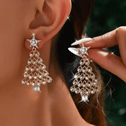 2 Pcs Christmas Tree Earrings, Luxury Stud Earrings, Perfect for Holiday Parties and Other Occasions