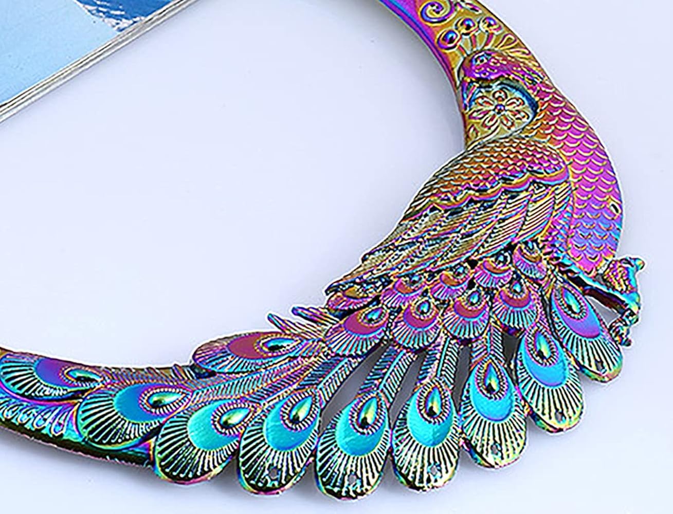 RUITASA Vintage Ethnic Carved Peacock Necklace Chunky Collar Choker Jewelry Necklace for Women