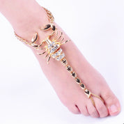 Scorpio Zodiac Anklet with Toe Ring Decoration, Wedding Jewelry