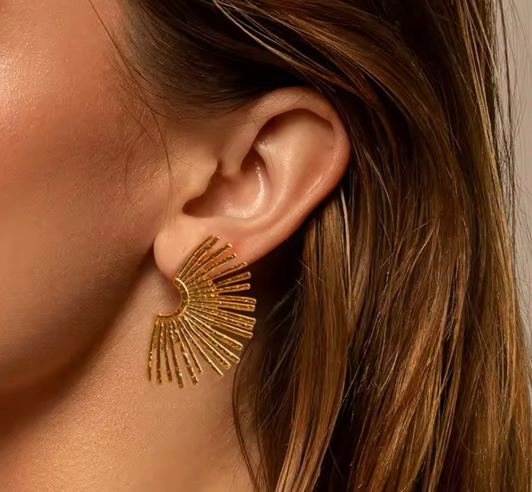  Stainless Steel Sunburst Earrings