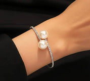 *Shiny Pearl & Rhinestone Necklace and Bracelet Jewelry Set for Women – Wedding