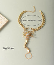 Scorpio Zodiac Anklet with Toe Ring Decoration, Wedding Jewelry