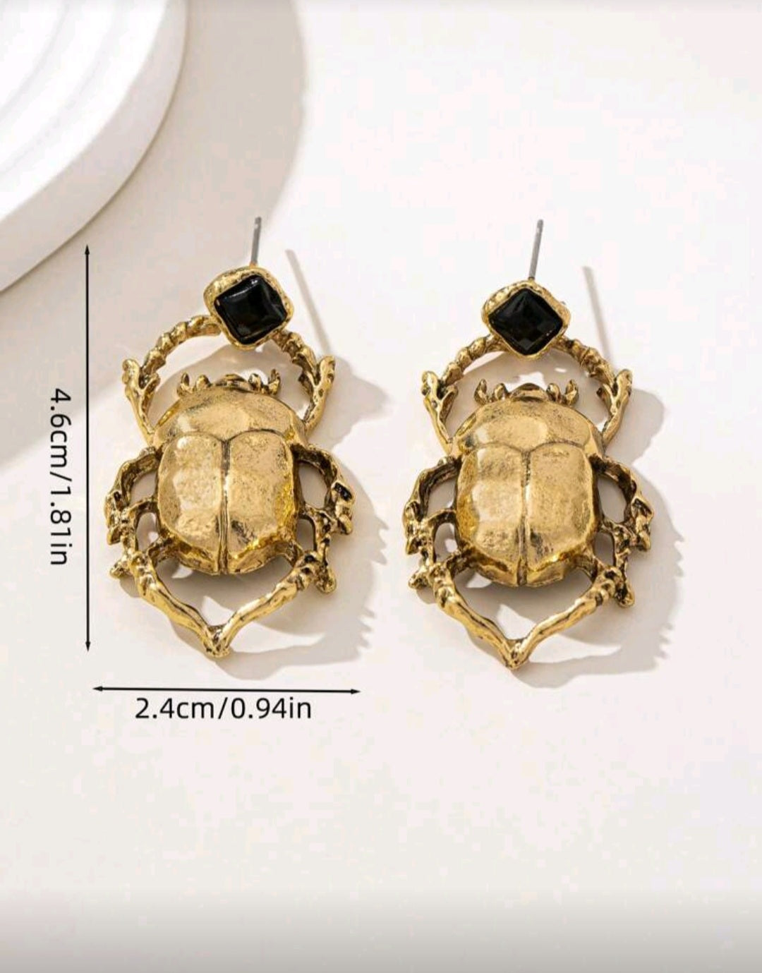 1 Pair Vintage Beetle Design Metal Earrings, Fashion & Versatile