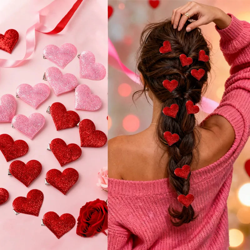 Heart Shape Alloy Hair Claws For Women In Pink, 1 Set, Perfect Valentine's Day Hairpin Accessory