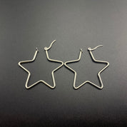 Vnox fashion large star hoop earrings for women stainless steel ear jewelry punk rock