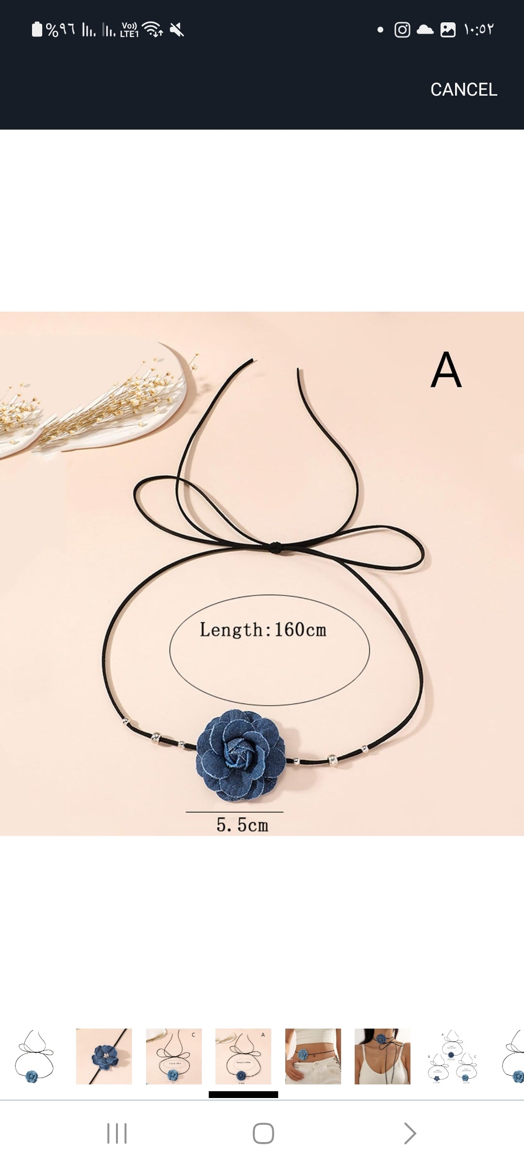 haiaxx Gothic Jean Flower Pendant Necklace with Pendant for Women Girl Adjustable Rope Collar Chain Jewelry Gift, Fabric