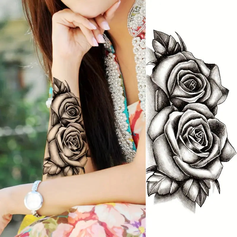 Temporary Floral Tattoos for Women and Girls – Half Sleeve Style, Easy to Apply