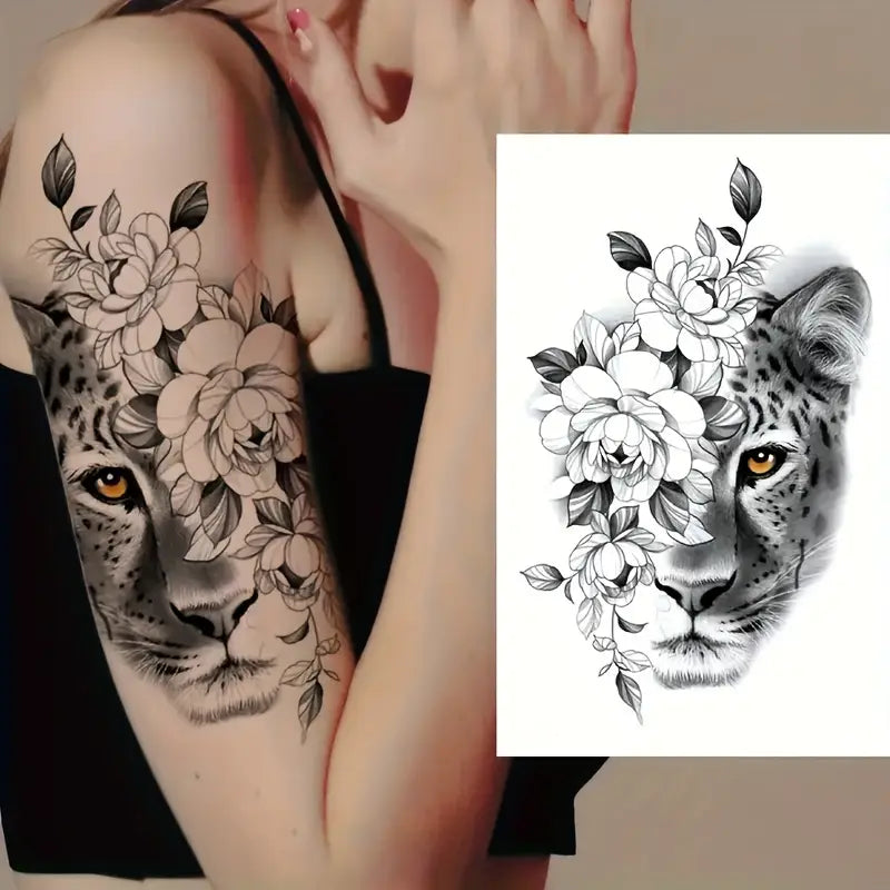 [SteadyINK] Waterproof Tattoo Sticker | Animal Series: Bear, Cat, Fox, Lion, Skull, Tiger, Wolf | Body Art for Makeup, Events, Music Festivals & Parties
