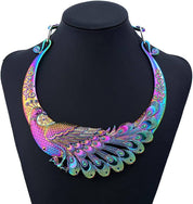 RUITASA Vintage Ethnic Carved Peacock Necklace Chunky Collar Choker Jewelry Necklace for Women