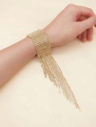 Long Tassel Rhinestone Bracelet