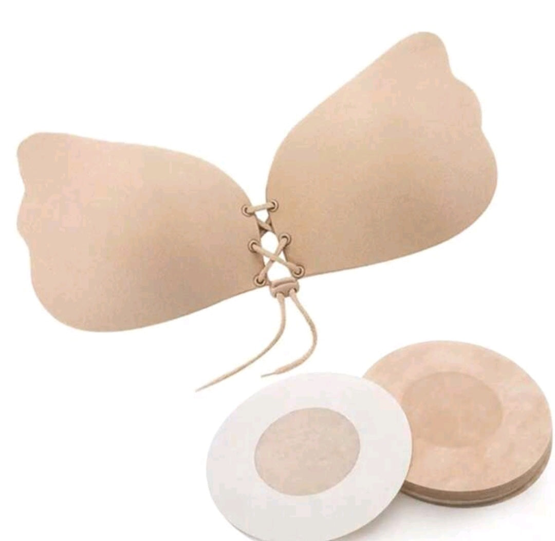 Invisible Patch Lifting Bra, Strapless Lace-Up Push-Up Self-Adhesive Bra, Women's Underwear Accessories Sticky Bra, Strapless Sticky Bra Backless Bra Invisible Bra Silicone Nipple Cover Women's Push-Up Bra