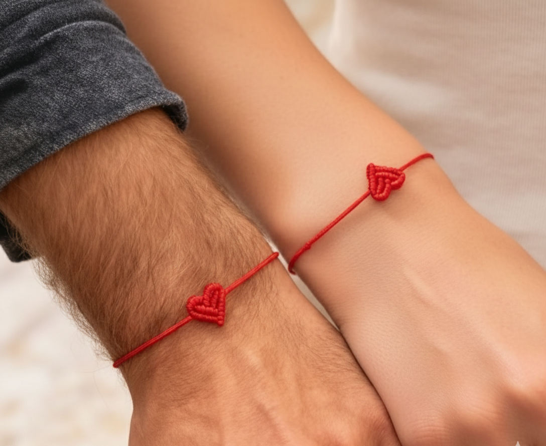 Matching Red Thread Heart Bracelets – Couple Jewelry