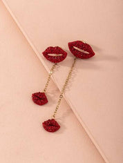 Rhinestone Lip Decor Earrings – 2 Pieces
