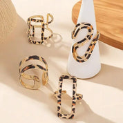 4pcs set bohemian style leopard print rings