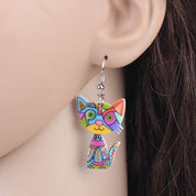 Bonsny Acrylic Cute Cat Earrings for Women and Girls, Large Long Dangle Earrings, Fashion Jewelry, Gifts, New Animal Style Accessories