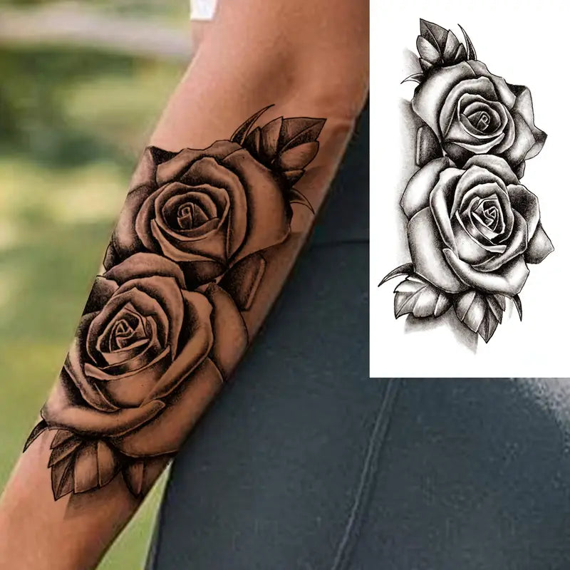 Temporary Floral Tattoos for Women and Girls – Half Sleeve Style, Easy to Apply