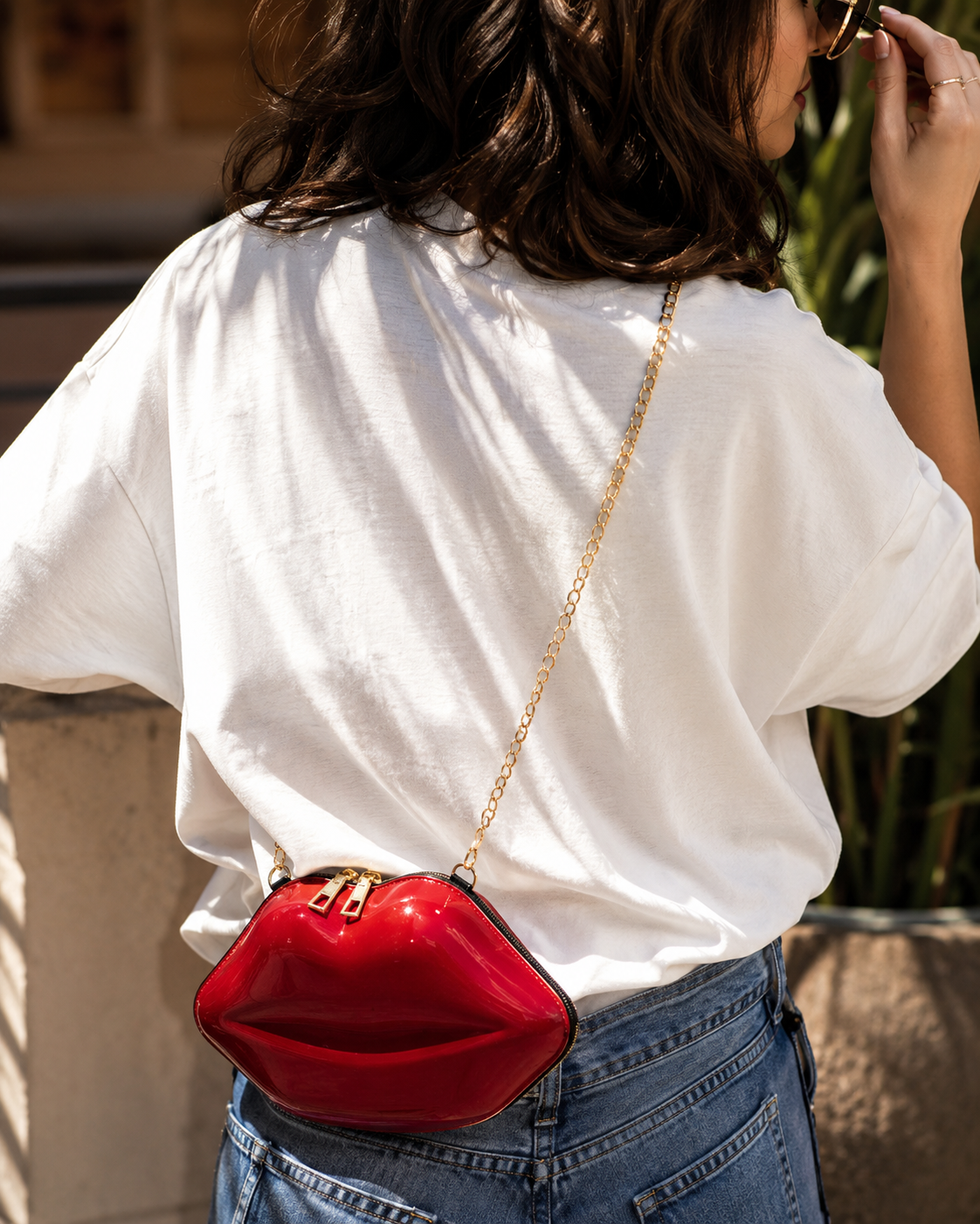 Lip-Shaped Crossbody Bag